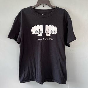 Youth extra large size, brand field and stream, black, fish life fist graphic